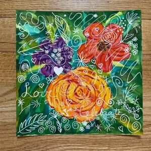 Hand painted watercolor original painting Love Celebrate Joy